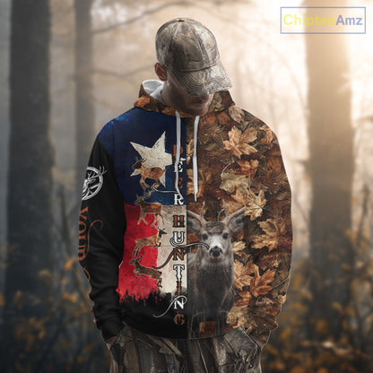Personalized Deer Hunting Shirt with Texas Flag & Camo For Deer Hunters NHT28