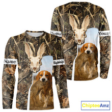 Load image into Gallery viewer, Rabbit Hunting With Beagle 3D Skull Camo Custom Hunting Shirt, Rabbit Hunting Clothing NHT229