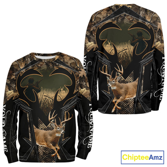 Deer Hunting Shirt 3D All-Over Print Deer with Camo Forest, Gift for Deer Hunters Men NHT360