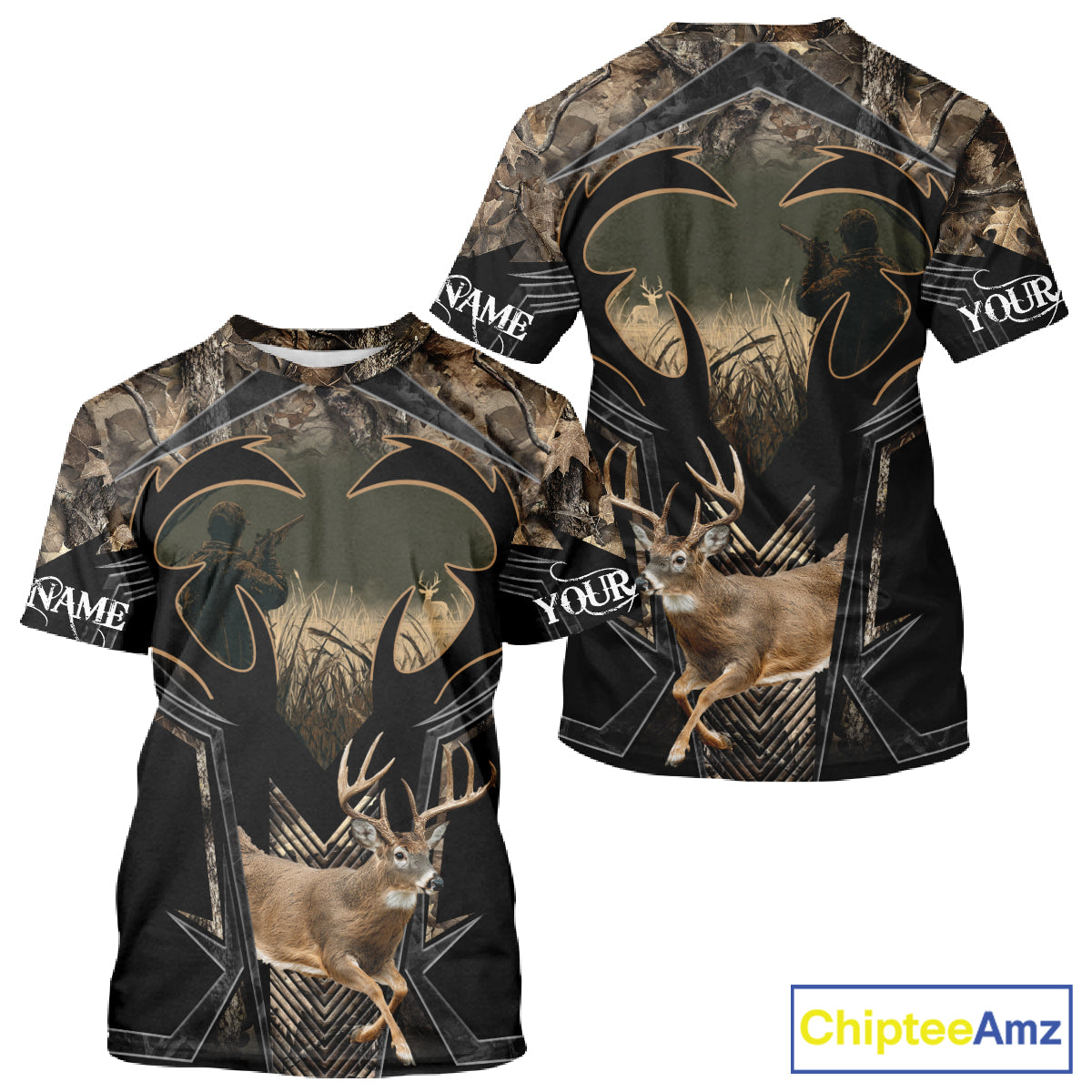 Deer Hunting Shirt 3D All-Over Print Deer with Camo Forest, Gift for Deer Hunters Men NHT360