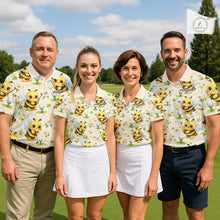 Load image into Gallery viewer, Funny Mens Golf Polo Shirt Custom Bee Pattern, Bee Golf Shirts For Team NHT541