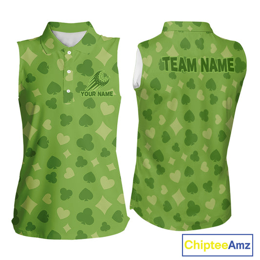 Personalized Poker Green Sleeveless Womens  Golf Polo Shirt, Funny Golf Top For Family Team Shirt NHT756