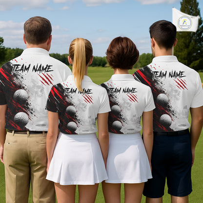 Personalized Skull Mens Golf Shirt Custom Name Family Team Outfits Cool Scratch Splatter Black Golf Polo NHT1239