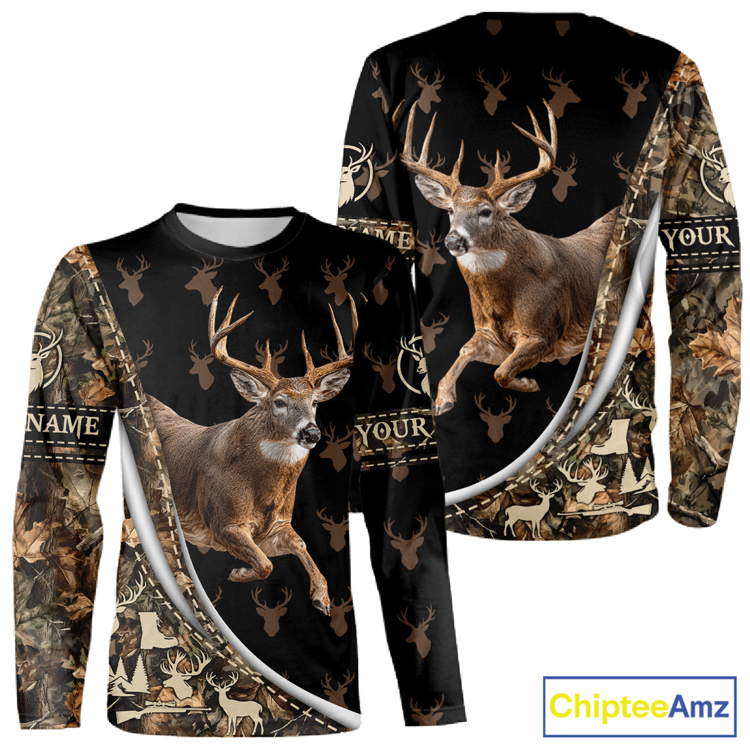 Best Deer Hunting Shirt Black Camo 3D Custom Name, Season Deer Hunting, Whitetail Deer Shirt NHT132