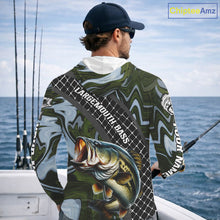Load image into Gallery viewer, Largemouth Bass Hooded Fishing Shirt Long Sleeve Abstract Green Camo Performance Jersey For Men NHT922