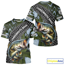 Load image into Gallery viewer, Largemouth Bass Short Sleeve Fishing T-Shirt Abstract Green Camo Performance Jersey For Men NHT922