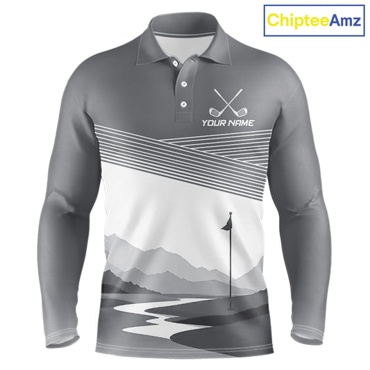 Personalized Golf Polo Shirt Custom Name Golf Club Polo For Men Golf Tournament Apparel|Gray 