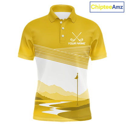 Personalized Golf Polo Shirt Custom Name Golf Club Polo For Men Golf Tournament Apparel|Yellow 