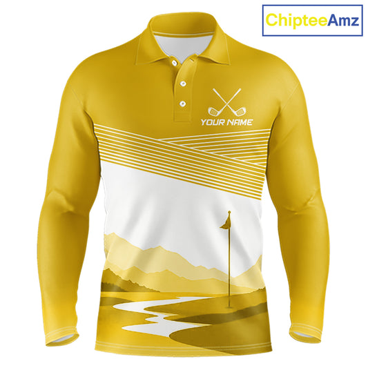Personalized Golf Polo Shirt Custom Name Golf Club Polo For Men Golf Tournament Apparel|Yellow 