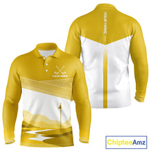 Load image into Gallery viewer, Personalized Golf Polo Shirt Custom Name Golf Club Polo For Men Golf Tournament Apparel|Yellow 