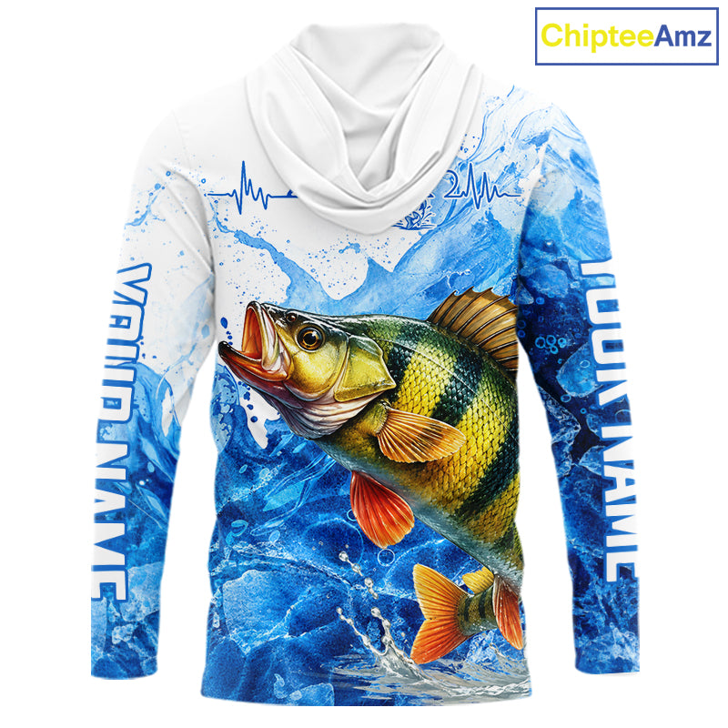 Yellow Perch Fishing Shirts Hooded, Ice Fishing Long Sleeve Shirt For Men, Yellow Perch Fishing Apparel NHT1387