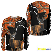 Load image into Gallery viewer, Personalized Whitetail Deer Hunting 3D All Over Printed Hoodie Orange Camo NHT369
