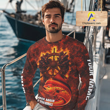 Load image into Gallery viewer, Red Mahi Mahi Fishing Shirts Long Sleeve, Personalized Men's Fishing Shirt NHT420
