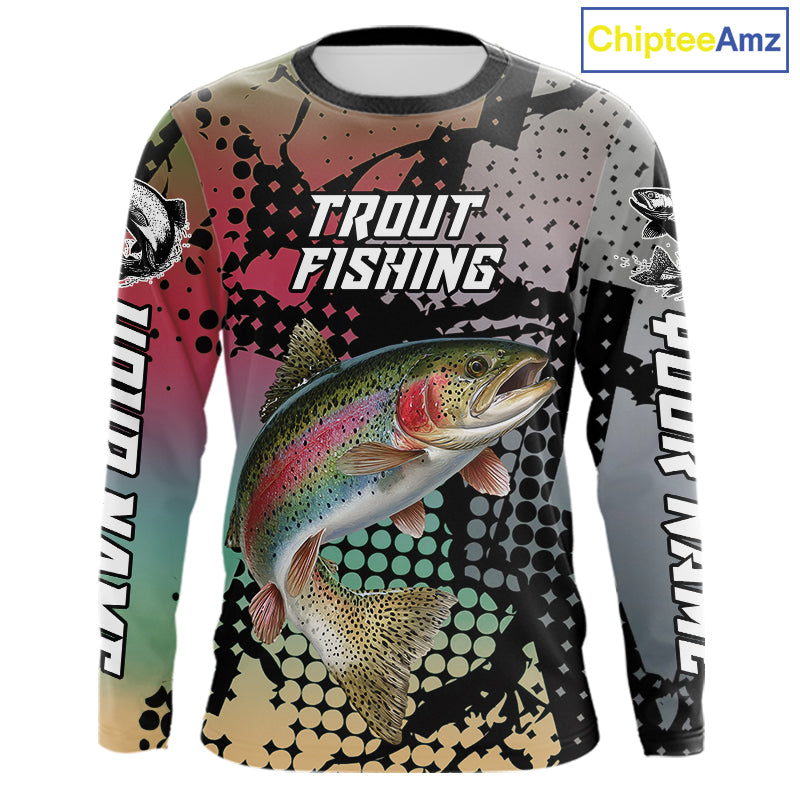 Rainbow Trout Fishing Shirt Pink Camo Custom Name, Rainbow Trout Fishing Team Jerseys NHT477