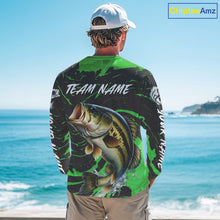 Load image into Gallery viewer, Custom Largemouth Bass Fishing Shirts Long Sleeve – Performance Tournament Jersey For Men| Green NHT772