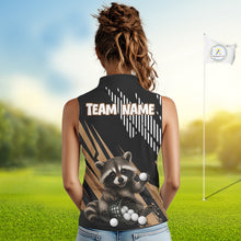 Load image into Gallery viewer, Personalized Raccoon Womens Sleeveless Golf Polo Shirt For Team, Brown Pattern Sport Golf Jersey NHT934