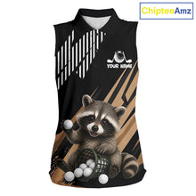Load image into Gallery viewer, Personalized Raccoon Womens Sleeveless Golf Polo Shirt For Team, Brown Pattern Sport Golf Jersey NHT934
