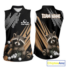Load image into Gallery viewer, Personalized Raccoon Womens Sleeveless Golf Polo Shirt For Team, Brown Pattern Sport Golf Jersey NHT934