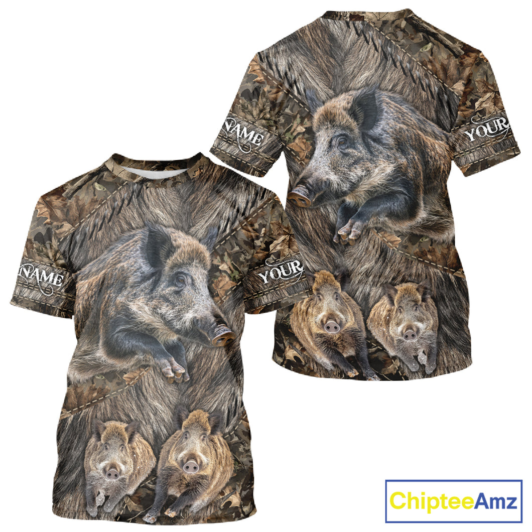 Beautiful Wild Hog Hunting Camouflage 3D All Over Print Shirts Personalized Hunting Gifts NHT147