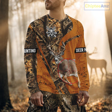 Load image into Gallery viewer, Orange Camo Deer Hunting Shirt, Deer with Scope Silhouette, Whitetail Season NHT238