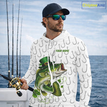 Load image into Gallery viewer, Custom St Patrick's Day Bass Fishing Long Sleeve Hooded Shirt For Men, Fishing Shirts NHT423