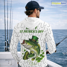 Load image into Gallery viewer, Custom St Patrick's Day Bass Fishing Long Sleeve Hooded Shirt For Men, Fishing Shirts NHT423