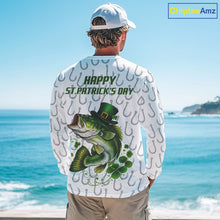 Load image into Gallery viewer, Custom St Patrick's Day Bass Fishing Long Sleeve Shirt For Men, Performance Fishing Shirts NHT423