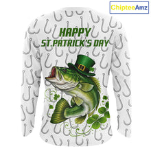 Load image into Gallery viewer, Custom St Patrick's Day Bass Fishing Long Sleeve Shirt For Men, Performance Fishing Shirts NHT423