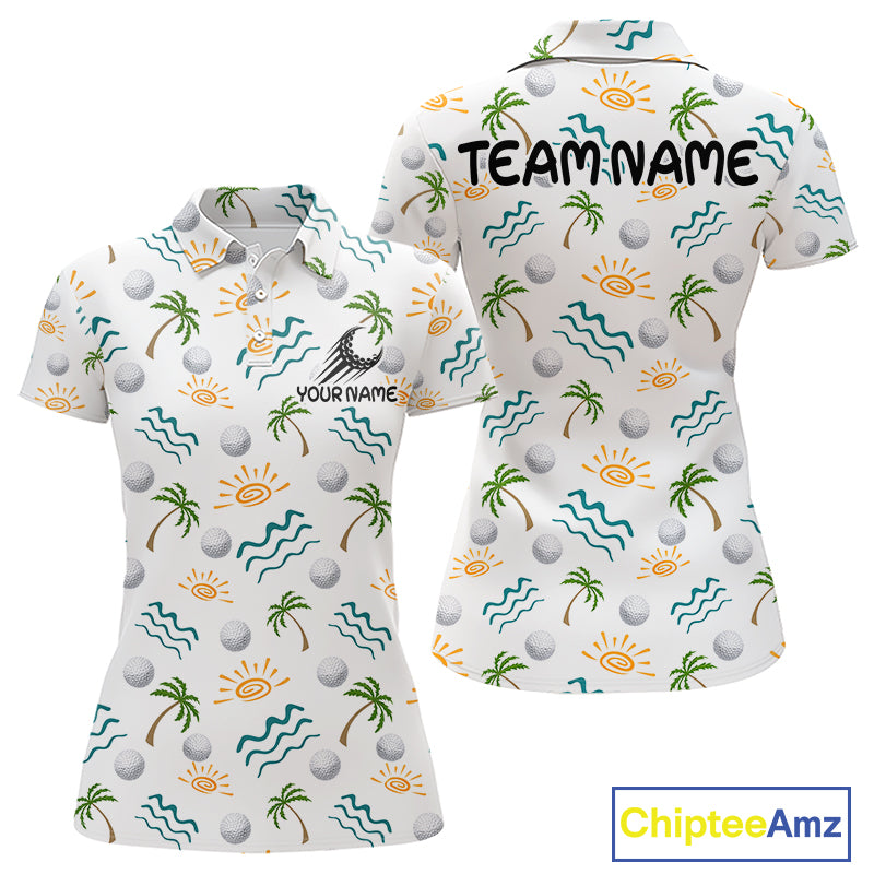 Personalized Tropical Palm Trees Womens Golf Polo Shirts Summers Team Golf Clothes NHT778