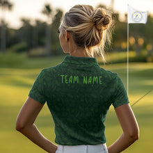 Load image into Gallery viewer, Personalized Green Leaf Golf Polo Shirt For Womens, Personalized Team Name Golf Tops NHT938