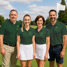 Load image into Gallery viewer, Personalized Green Leaf Golf Polo Shirt For Womens, Personalized Team Name Golf Tops NHT938
