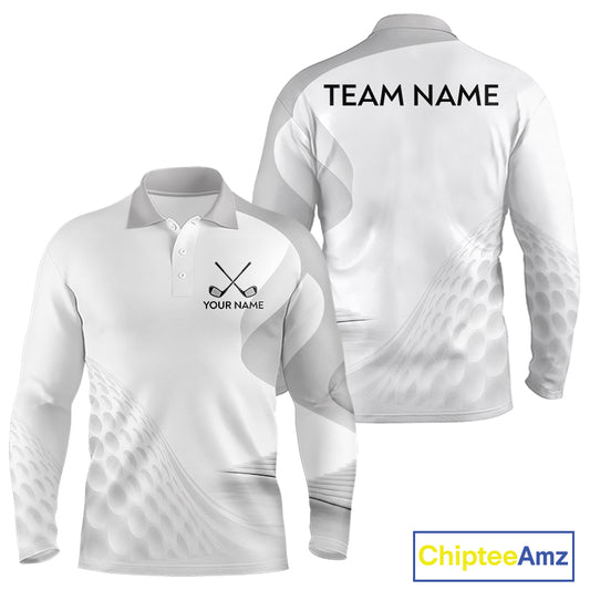 Personalized golf ball polo shirt gray golf pattern custom name golf polo for men