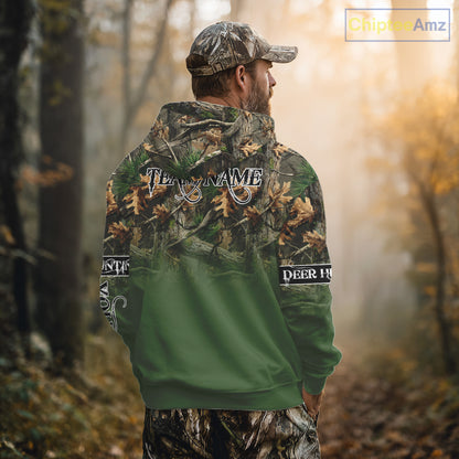 Personalized Green Deer Hunting Camo Full Printing Shirts, Best Hunting Gifts NHT46