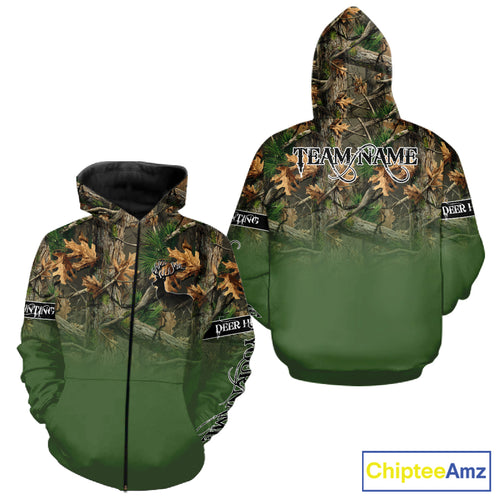 Personalized Green Deer Hunting Camo Full Printing Shirts, Best Hunting Gifts NHT46