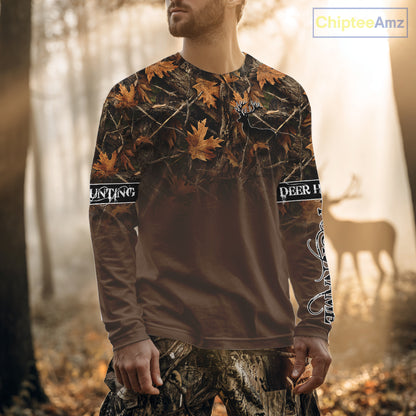 Personalized Brown Deer Hunting Camo Full Printing Shirts, Best Hunting Gifts NHT47