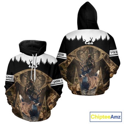 Whitetail Deer Hunting Season Shirt 3D Forest Scene Camo Best Hunting Gift For Hunters NHT48