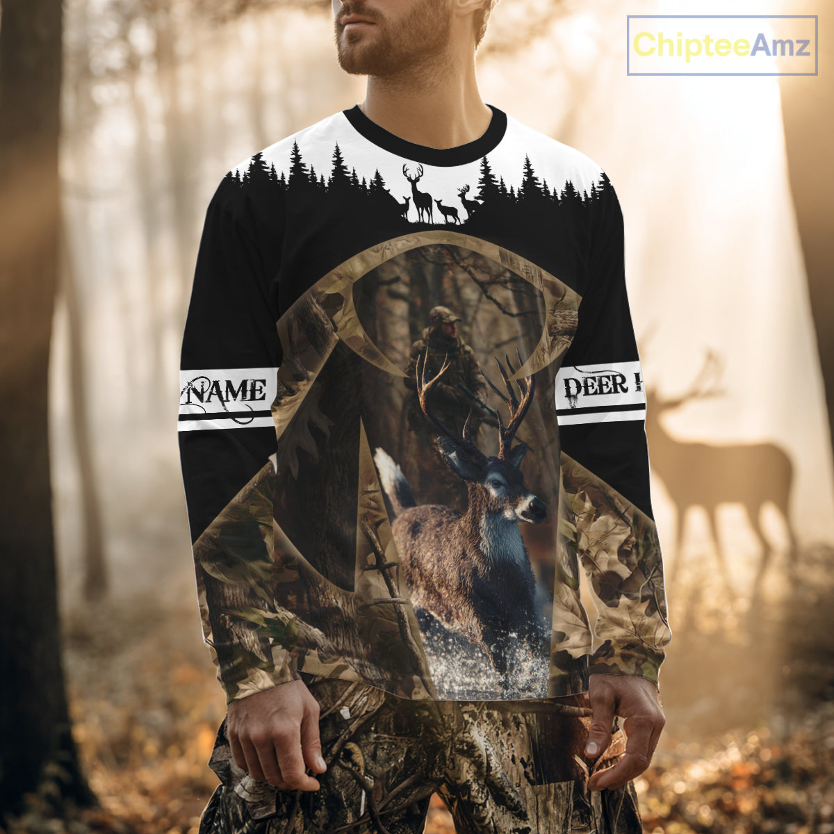 Whitetail Deer Hunting Season Shirt 3D Forest Scene Camo Best Hunting Gift For Hunters NHT48