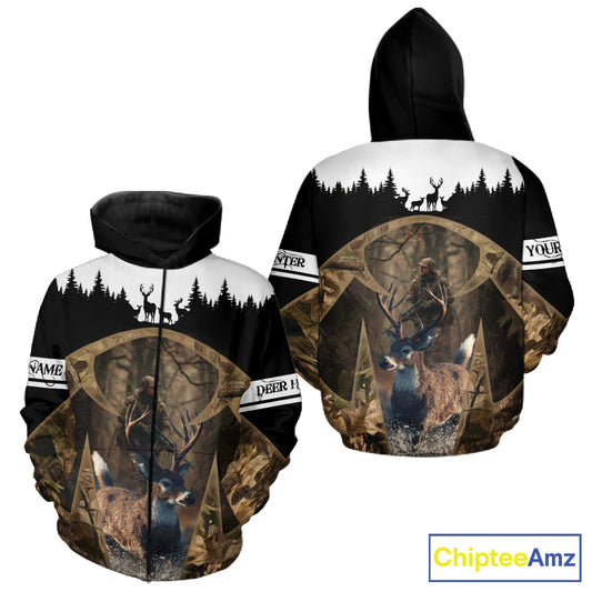 Whitetail Deer Hunting Season Shirt 3D Forest Scene Camo Best Hunting Gift For Hunters NHT48