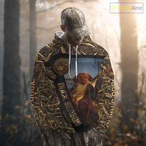 Duck Hunting Shirt Custom Name with Vizsla Dog Camo Hunting Clothes For Duck Hunters NHT153