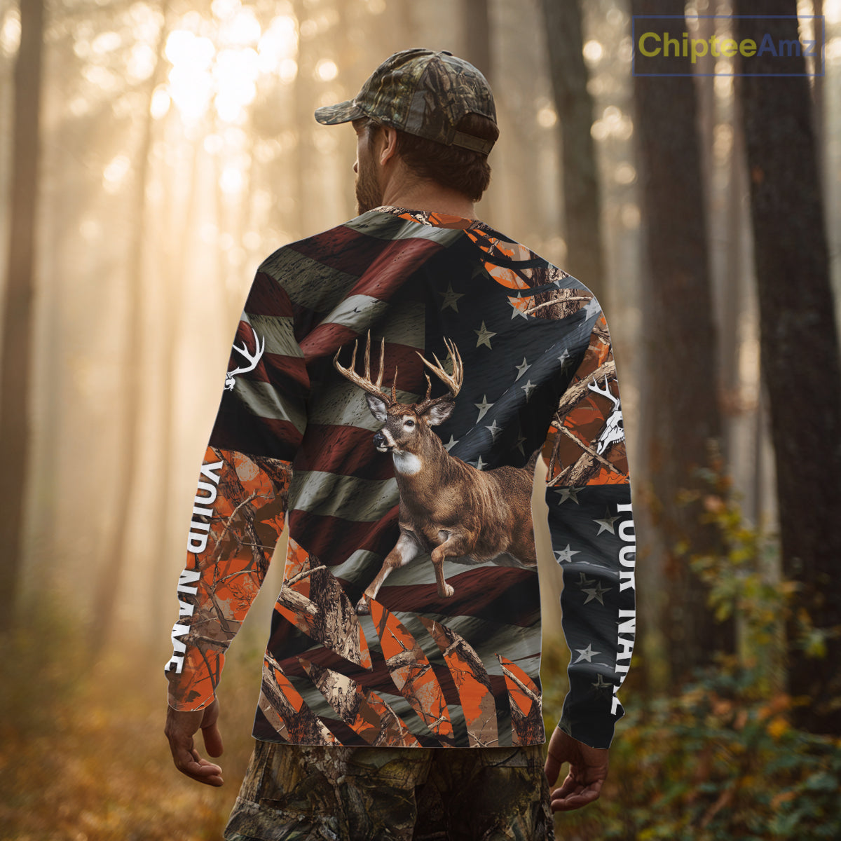 Deer Hunting US Flag 3D All Over Print Shirts, Personalized Hunting Gifts For Deer Hunters NHT316
