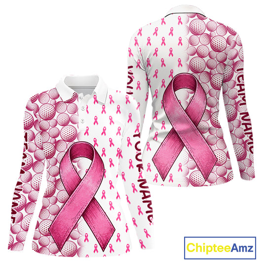 Personalized Pink Ribbons Pattern Golf Balls Breast Cancer Awareness Golf Attire For Womens NHT800