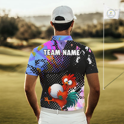 Custom Team Name Crazy Rooster Golf Polo Shirt Personalized Mens Performance Golf Jersey NHT952