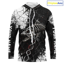 Load image into Gallery viewer, Skeleton Fish Long Sleeve Hooded Shirt DNA Helix Graphic Fishing Lover 3D Print Angler Gift Apparel For Men