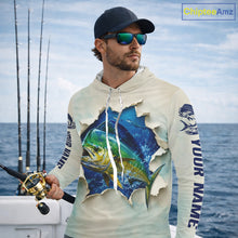 Load image into Gallery viewer, Mahi Mahi Fishing Long Sleeve Hooded Shirt 3D Ocean Fish Graphic Angler Gift For Fishing Lovers For Men