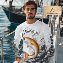 Load image into Gallery viewer, Custom Name Redfish Fishing Long Sleeve Performance Shirt, Red Drum Gift for Fisher