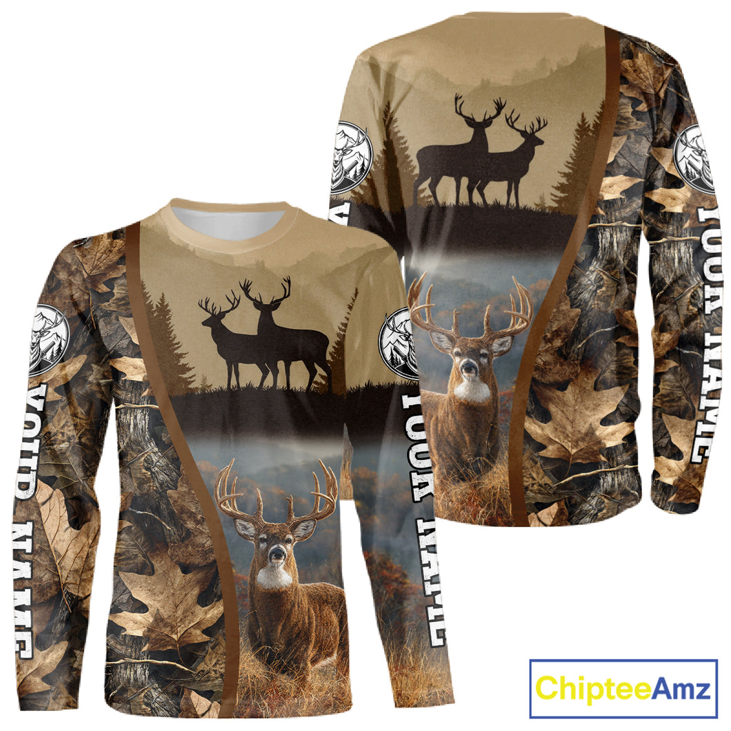 Personalized Deer Hunting 3D All Over Printed Shirts Custom Deer And Mountain Camo Shirt NHT254