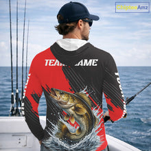 Load image into Gallery viewer, Walleye Fishing Long Sleeve Hooded Tournament Shirts, Personalized Walleye Fishing Jerseys NHT585