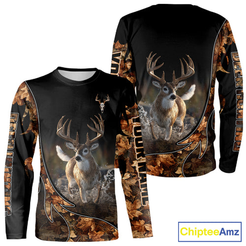 Deer Hunting Big Game Shirt 3D All Over Print, Black Camo Autumn, Custom Name Gift NHT164