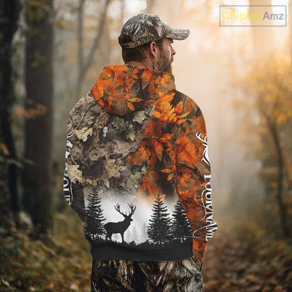 Deer Hunting Orange Camo Forest Custom Name 3D All Over Print Shirts Personalized NHT320