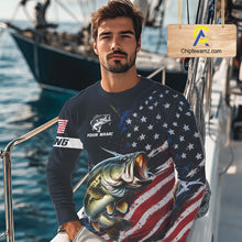 Load image into Gallery viewer, Bass Fishing Shirts Long Sleeve American USA Flag Camo Custom Name, Fishing Jersey For Men NHT959